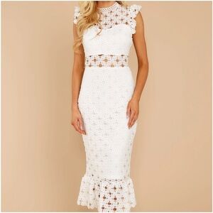 Lulus White Lace Midi Dress